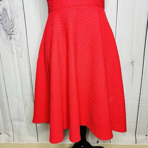Calvin Klein Back Cut Out A-Line Textured Sleeveless Dress Coral Size 2 - Picture 4 of 13